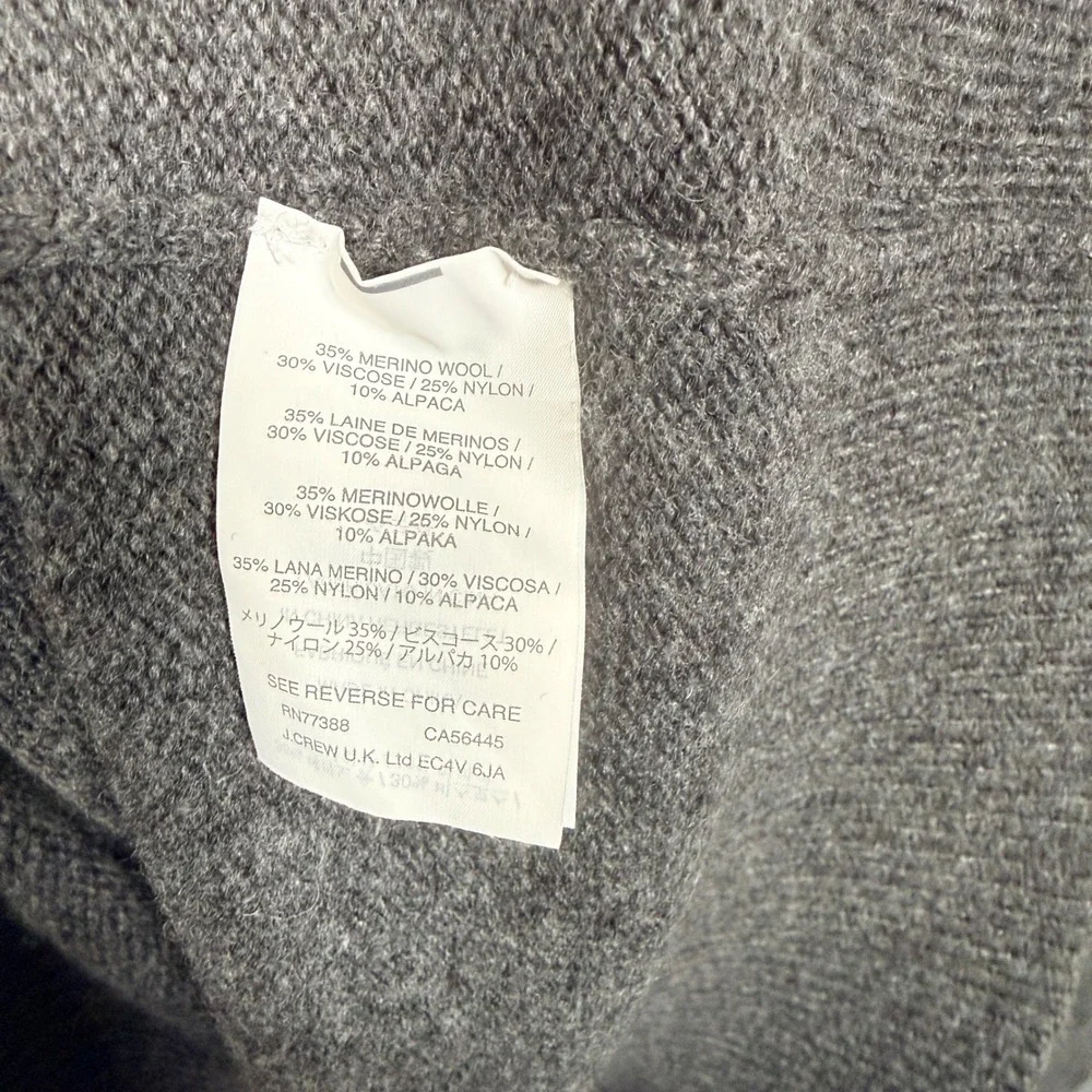 J. Crew Mens Size Large Sweater Gray Slim Fit V Neck Merino Wool Nylon‎ Alpaca